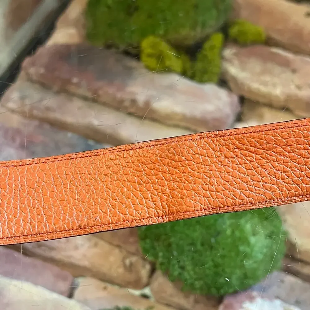 HERMES Black Box Calfskin & Orange Togo Calfskin Reversible Belt Kit Sz 100 - Picture 5 of 8